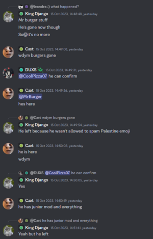 Django explaining why MrBurger left the server 2023-10-15.png